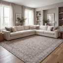 Kuden 8x10 inches Large Area Rug, Machine Washable Area Rug with Non-Slip Backing, Vintage Style, Soft, Easy Clean, Low Pile Rug for Living Room, Bedroom, Dining Room, Rectangular