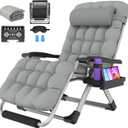 Suteck Oversized Zero Gravity Chair,33In XXL Outdoor Recliner Chair w/Removable Cushion&Headrest, Camping Lounge Chair w/Upgraded Lock&Footrest, Reclining Patio Chairs for Indoor Outdoor,500LBS