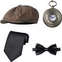 Kids 1920s Costume for Boys Vest Hat Pocket Watch Accessories Set Party Cosplay 10-11 Years