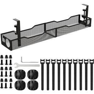 Under Desk Cable Management 26 inches Metal Cord Organizer No Drill Wire Management and Cord Organizer for Home Office Standing Desk