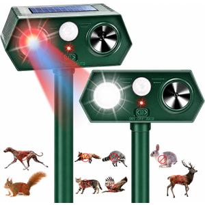 2026 Sonic Fortress Pro Deer Repellent Devices, Racoon Repellent Outdoor Squirrel Fortress Pro IP65 Animal Repeller Cat Deterrent with Motion Sensor&Light to Scare Bear Dog Out of Garden Yard(2Pack)