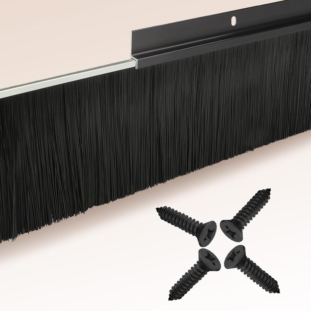 6-Pack Garage Door Brush Seal – Cepia Black Bottom Sweep – Roll-Up Door Stripping, 2.80" Wide x 39.3" Long, Aluminum Alloy Base, Ideal for Exterior Doors and Industrial Use (236 in / 600 cm)