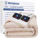 Westinghouse Electric Blanket King, Heated Blanket King Size with 10 Heating Levels and 1 to 12 Hours Heating Time Settings, Flannel to Sherpa Reversible, Machine Washable (90" x 100", Beige)