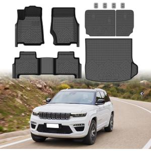 Mixsuper Floor Mat & Cargo Liner for 2022-2026 Jeep Grand Cherokee 5-Seater(WL Include 4xe, Not WK2 or WL75),All Weather TPE Floor Mats Protection for Cherokee Accessories,Full Set Anti-Slip Car Mats