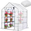 Walk-in Greenhouse Replacement Cover with Roll-Up Zipper Door 56x56x76 inch PVC Plant Gardening Greenhouse Cover for Gardening Plants Cold Frost Protection Wind Rain Proof (White Frameless)