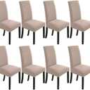 NORTHERN BROTHERS Dining Room Chair Slipcovers Dining Chair Covers Parsons Chair Slipcover Stretch Chair Covers for Dining Room Set of 8, Khaki