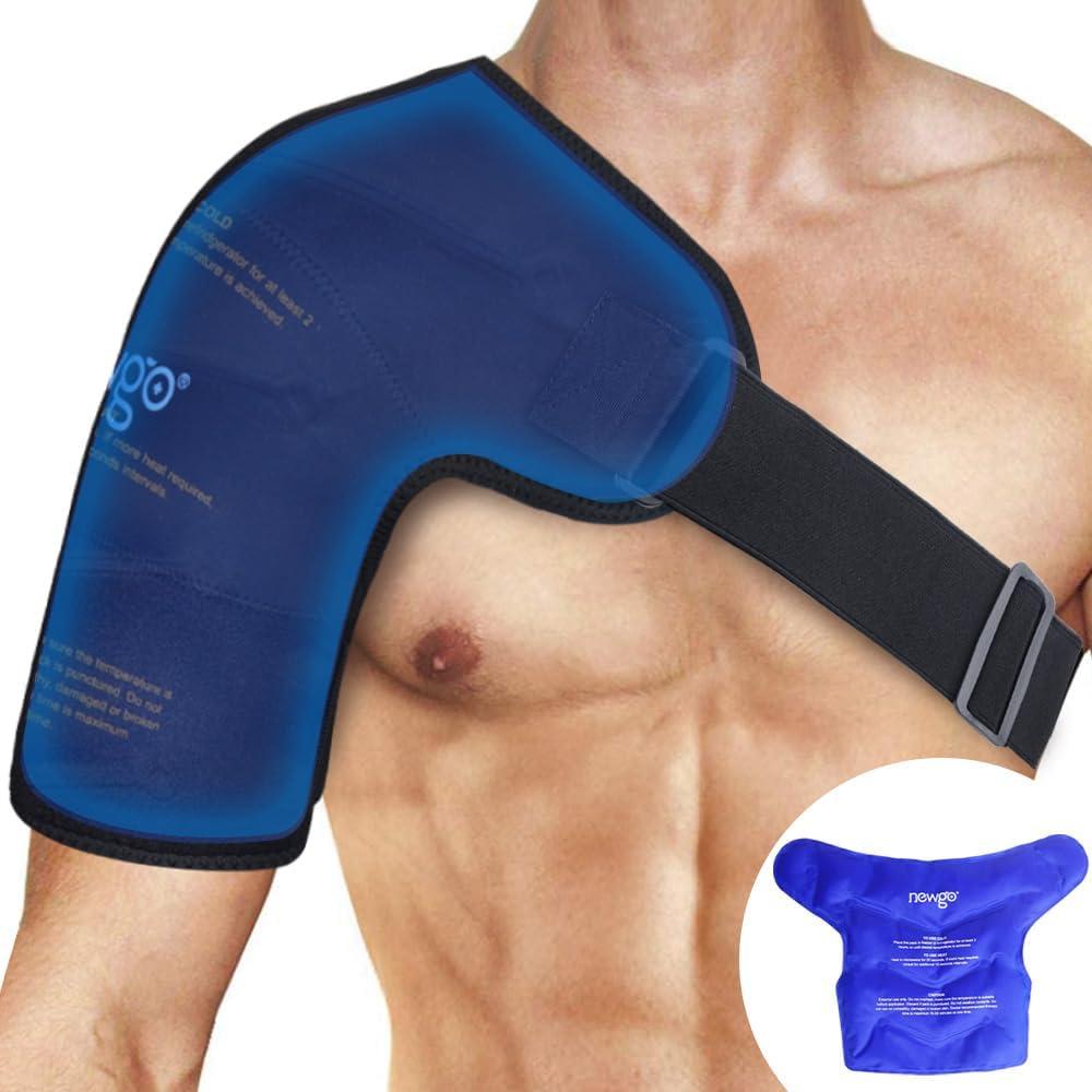 NEWGO Shoulder Ice Pack Rotator Cuff Cold Therapy, FSA HSA Eligible Ice Pack Shoulder Wrap Cold Compression Sleeve for Pain Relief, Surgery Recovery, Bursitis - Medium (1 Count (Pack of 1))