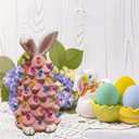 2026 Newly Lighted Easter Bunny Resin Tabletop Tree 6 Inches Pre-Lit Rabbit Figurines with Colorful Lamp Beads and Bunny Ear Top Spring Easter Holiday Decor Gifts (Pink)