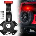 Spare Tire Holder Bracket with 3rd High Mount Brake Light & Wiring Harness, Screws Compatible with Jeep Wrangler JK 2007-2018 Tire Carrier Rack Replace# 55397217AJ, 68048581AA (Red Lens)