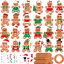 Frienda 48 Set Christmas Gingerbread Craft Kit Make a Gingerbread Man Ornament Stickers Bulk DIY Arts and Crafts for Xmas Tree Decoration Fun Christmas Party Favors Home Game Activities