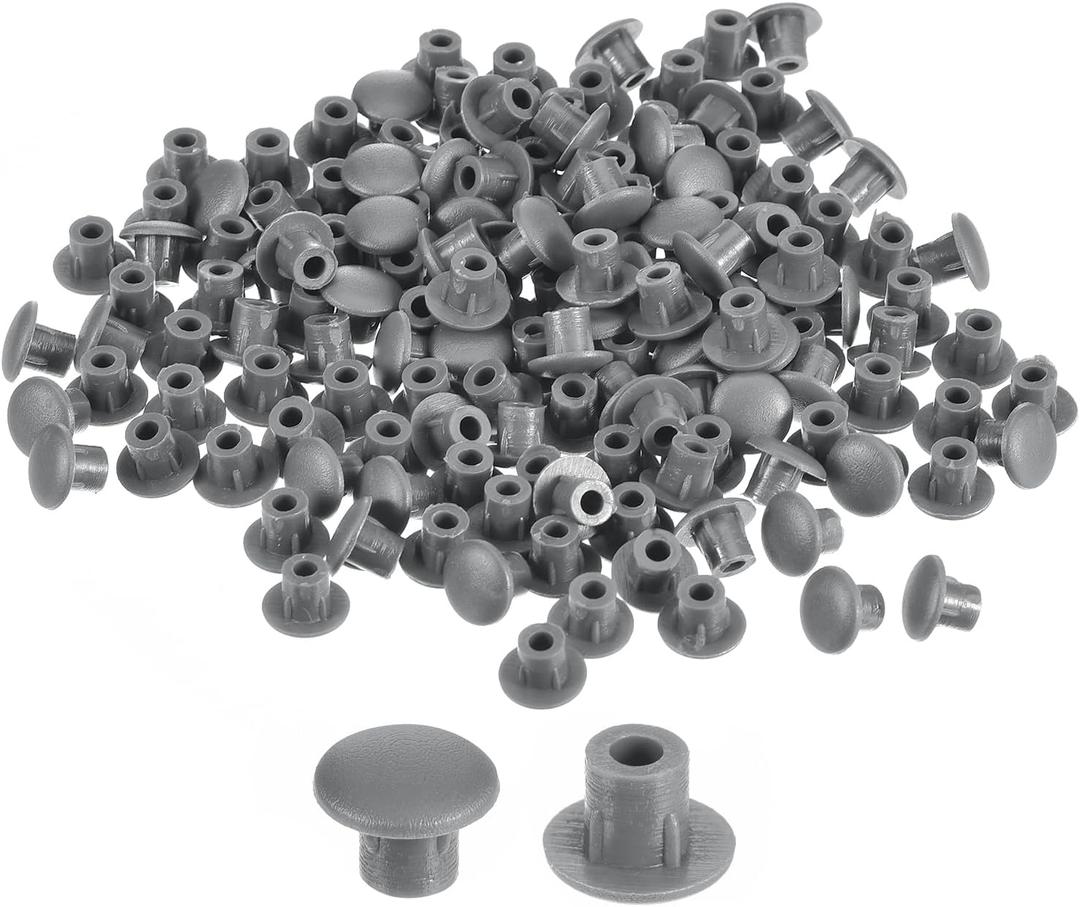 uxcell 1000Pcs Screw Hole Plugs, 5mm(3/16") Dia Plastic Snap in Shelf Button Flush Type Caps for Furniture Cabinet Cupboard, Dark Grey