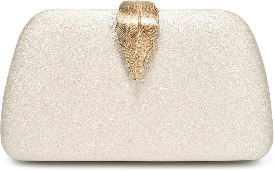 SWEETV Glitter Clutch Purses for Women Elegant Evening Bag for Parties, Weddings, and Formal Events (01-pearl White)