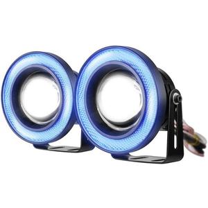 ESUPPORT 2Pcs 3" 12V 30W COB LED Fog Light Projector Car Blue Angel Eyes Halo Ring DRL Lamp Headlight Driving Bulbs