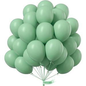 PartyWoo Dusty Green Balloons 50 pcs 12 Inch Matte Sage Olive Boho Green Eucalyptus Helium Balloons for Wedding Baby Shower Gender Reveal Birthday Graduation Jungle Safari Party Decorations Green-F35 