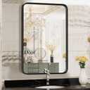 NEWBULIG 22"x30" Black Wall Mirror, Bathroom Mirrors for Over Sink, Matte Metal Framed Vanity Mirror with Tempered Glass, Entryway, Living Room, Bedroom