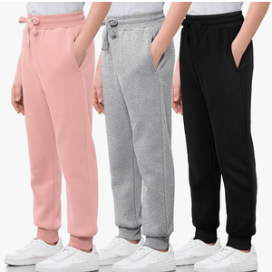 3 Pack Girls Sweatpants Cotton Fleece Girls Active Joggers Soft Athletic Sweat Pants for Kids Youth with Pocket Drawstring, S