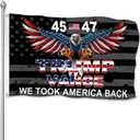 Trump 45th 47th President Flag Trump Vance Won Took America Back Flag for Yard Bedroom Garden Car Outdoor Decor with 2 Brass Grommets (black)