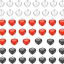 MECCANIXITY Resin Heart Charm, Valentine Love Heart Pendants Transparent Keychains Charm for DIY Jewelry Making Bracelet Necklace Earrings Party Decoration (0.65"x0.67", Black/Red/Transparent)