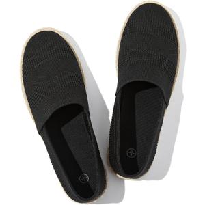 POVOGER Women's Black Flats Mesh Slip On Shoes Breathable Loafers Espadrilles Flats Soft Womens Casual Shoes(Black,US05)