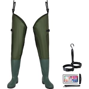 Fishing Hip Waders for Men Women with Boots Waterproof Lightweight 2-Ply PVC/Nylon Bootfoot for Fishing Hunting