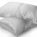 Silk Pillow Cases Standard Size, Oeko-TEX Certified , 2 Pieces, Silver