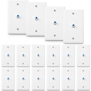 1-Port TV Cable Wall Plate F Connector Wall Plate Coax Wall Plate Video Wall Jack Single Gang Wall Plates (Blue, 16 Pcs)