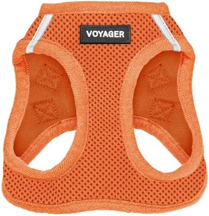 Best Pet Supplies Voyager Step-in Air Dog Harness - All Weather Mesh, Reflective, No Pull Harness for Small, Medium Dogs, Cats - Secure with Hook & Loop Fastener, Buckle, Double D-Rings - Orange, M