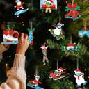 Syhood 36 Pcs Ski Christmas Ornaments Xmas Snowboard Wooden Hanging Christmas Tree Decoration Skiing Ornaments for Skiers Skating and Ski Lover, 12 Styles