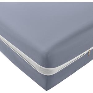 SiinvdaBZX Light Gray Zipper Fitted Sheet Queen Only, Ultra-Soft Microfiber Zippered Deep Mattress Protector Bed Bottom Sheet Cover for 12-16 Inch Mattress