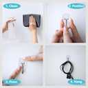 30 Small Hooks+40 Removable Strips, Clear Wire Utility Hooks with Adhesive Strips Damage-Free, No Tools Wall Hooks for Hanging Heavy Duty, Value Pack