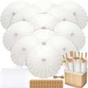 12 Set Parasol Umbrella 33 Inch Wedding Paper Umbrellas Thank You Card Chinese Japanese Parasol DIY Oiled Paper Painting Craft Decorative for Bridal Party Decor Outdoor Photography Props(White)