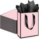Yeaqee 24 Pack Metallic Paper Gift Bags 9x7x3.1 Light Pink and Black