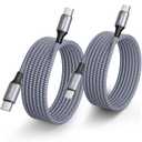 8ft, 2 Pack Long USB C to USB C Cable Fast Charging 60W, PD Type C Charger Cord for Samsung Galaxy S24 S23 S22 Ultra Z Flip6/Fold6, for iPhone 16 15 Pro Max Plus, for MacBook/iPad Pro (Grey)