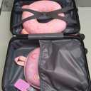 Sanwuta 4 Pcs Kids Luggage Set Carry On Rolling Suitcase Backpack Neck Pillow Travel Set Gift for Girls Boys Summer Camp(17 Inch,Rainbow Style,Pink)