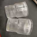 13oz/400ML Glass Tumbler with Straw and Lid Ribbed Vertical Ice Coffee Cups Sealed Carry on for Coffee Iced Tea, Thick Wall Glassware Tumbler Water Glass (2pcs) (Clear). Missing Straw, scratches lid. Like New