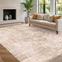 Hazo Haus Farmhouse Area Rugs for Living Room - 7x10 Washable Modern Abstract Rug for Bedroom, Dining Room Under Table, Home Office, Soft Washable & Stain Resistance (Beige & Brown & Peach)