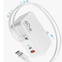 Retractable USB C Charger Wall Plug with 35.5in/90cm Type C Cables Cords,40W Fast Charging Foldable Block Multi Charger for All Devices for iPhone 17/16/15/14/13/12,iPad,Galaxy,Pixel