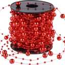 Pangda 65.6 ft Artificial Pearl Beads Garland for Christmas Tree Plastic Beaded String Strands Chain Ornament for Wedding Halloween Party Decoration Bridal Bouquet Craft Flower DIY Supplies (Red)