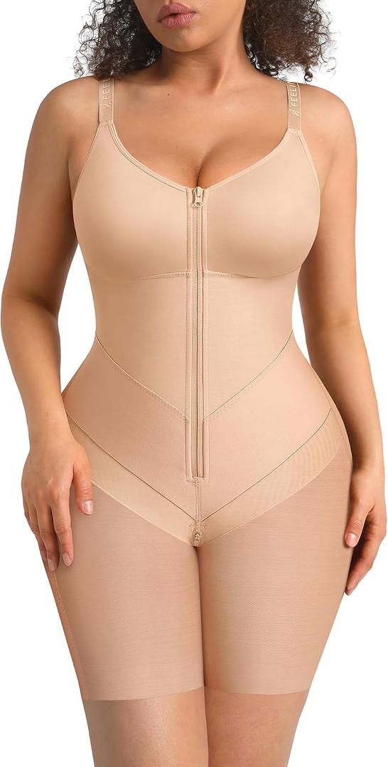 FeelinGirl Fajas Colombianas Moldeadoras Shapewear Tummy Control Postpartum Butt Lifting Body Shaper with Zipper Crotch XL