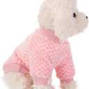 Dog Sweater, 3 Pack Dog Sweaters for Small Medium Dogs or Cat, Warm Soft Flannel Pet Clothes for Dogs Girl or Boy, Dog Shirt Coat Jacket (Small, Pink+Purple+Light Green)