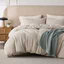 Bedsure Cotton Duvet Cover King - 100% Cotton Waffle Weave Coconut White Duvet Cover King Size, GentleSoft and Breathable Bedding Set for All Season, 3 Pieces, 104"x90" (King (104" x 90")