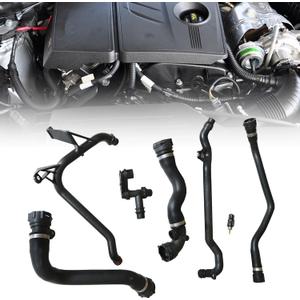 FZJDSD 7Pcs Set Expansion Tank Coolant Radiator Hose Kit Compatible with BMW 325Ci 325i 325xi 330Ci 330i 330xi 323Ci 323i 328Ci 328i Replace 17127510952 11531436408 11531436410 11537502525 11531436406
