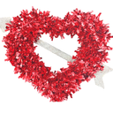 Holiday Home Valentine's Heart Tinsel Wreath with Arrow, Set of 4, Red Color