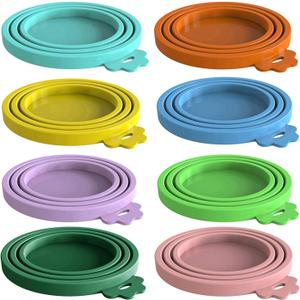 8 pack Silicone Pet Food Can Lids for 3 Standard Size Food Cans for Pet Food Cans or Canned Goods, Multicolor