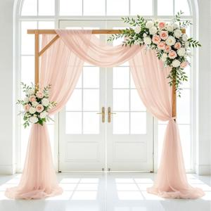 FUHSY Peach Wedding Arch Drapes 2 Panels 20FT Wedding Arch Draping Fabric Chiffon Fabric Drapery Arch Decorations for Ceremony Wedding Backdrops for Reception Bridal Archway Ceiling Drapes Swag Decor