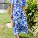 Flessibili Womens Summer Floral Maxi Dress Wedding Guest Party Long Dresses 2026 (M)