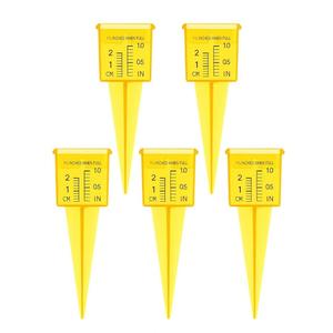 5 PCS Rain Gauge Outdoor, 1.5" Rain Gauges for Yard, Outdoor High Capacity Patio Rain Gauge for Patio Garden Lawn Vegetable Garden and Other Places (Yellow)