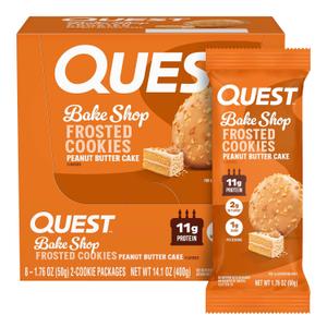 Quest Nutrition Frosted Protein Cookies Twin Pack, Peanut Butter Flavored, 1g Sugar, 11g Protein, 2g Net Carbs, Gluten Free, 16 Cookies