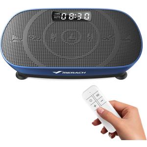 MERACH Vibration Plate Exercise Machine, Curved Vibration Plate for Lymphatic Drainage Weight Loss, Vibrating Plate with Real-Time Calorie Tracking on LED Display, Workout Equipment for Home Women Men (Blue)