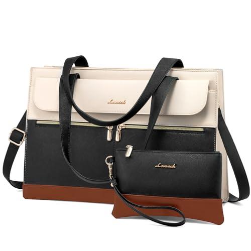 LOVEVOOK Laptop Bag for Women 17.3 Inch Laptop Tote Work Bags Professional Leather Computer Briefcase Waterproof Handbag Shoulder Large Capacity Business Teacher Office Crossbody Purse